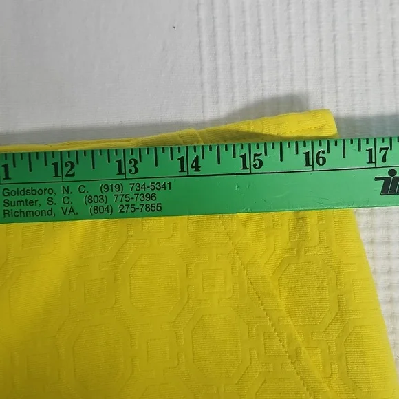 Trina Turk Slim Leg Stretch Cropped Pant: Geo Jacquard Yellow: Size- 10 - Picture 13 of 16